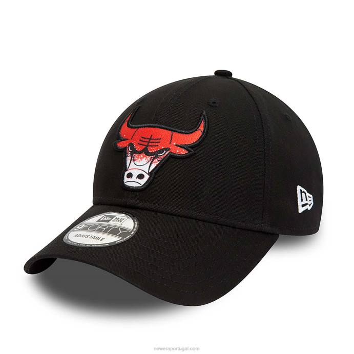 FFTN1682 New Era chicago bulls gradient infill boné preto 9forty ajustável
