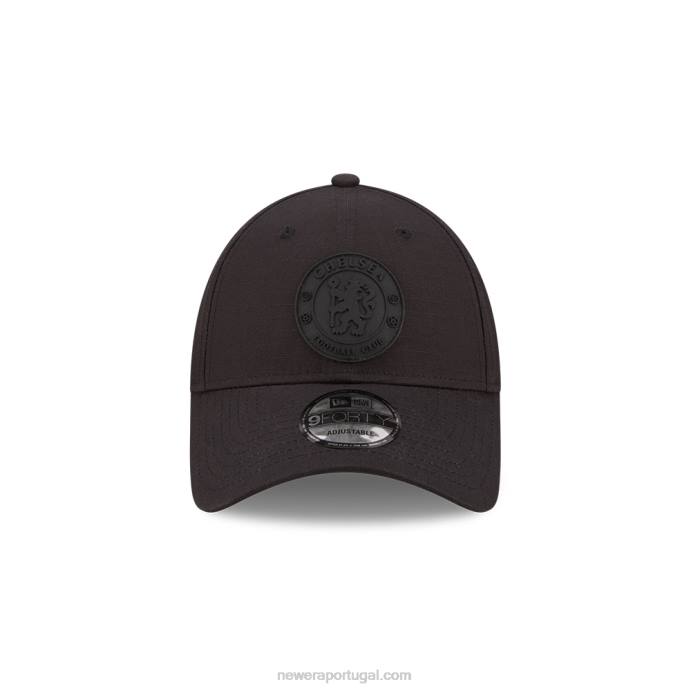 FFTN1684 New Era chelsea fc lion crest preto em preto ripstop 9forty boné ajustável