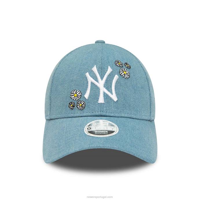 FFTN1694 New Era New York Yankees boné feminino jeans azul 9forty ajustável