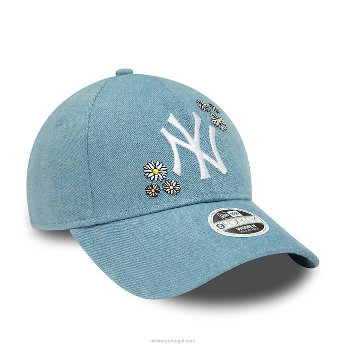 FFTN1694 New Era New York Yankees boné feminino jeans azul 9forty ajustável