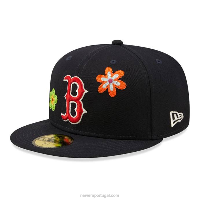 FFTN169 New Era boton red sox mlb flor marinho 59fifty boné ajustado