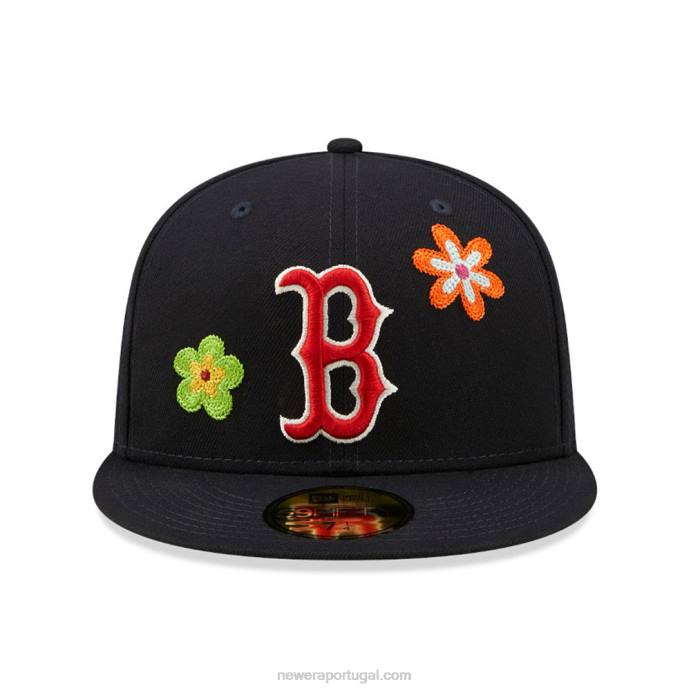 FFTN169 New Era boton red sox mlb flor marinho 59fifty boné ajustado