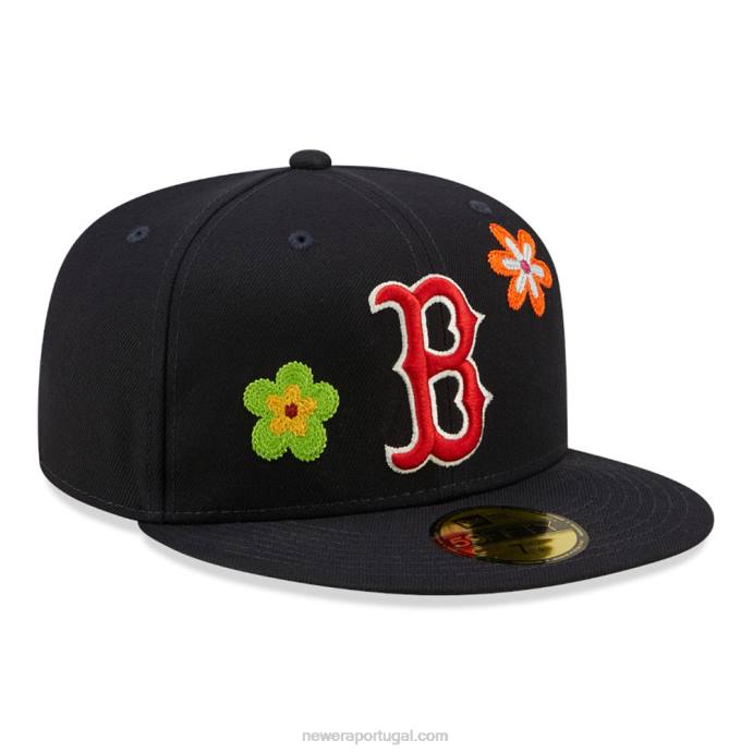 FFTN169 New Era boton red sox mlb flor marinho 59fifty boné ajustado