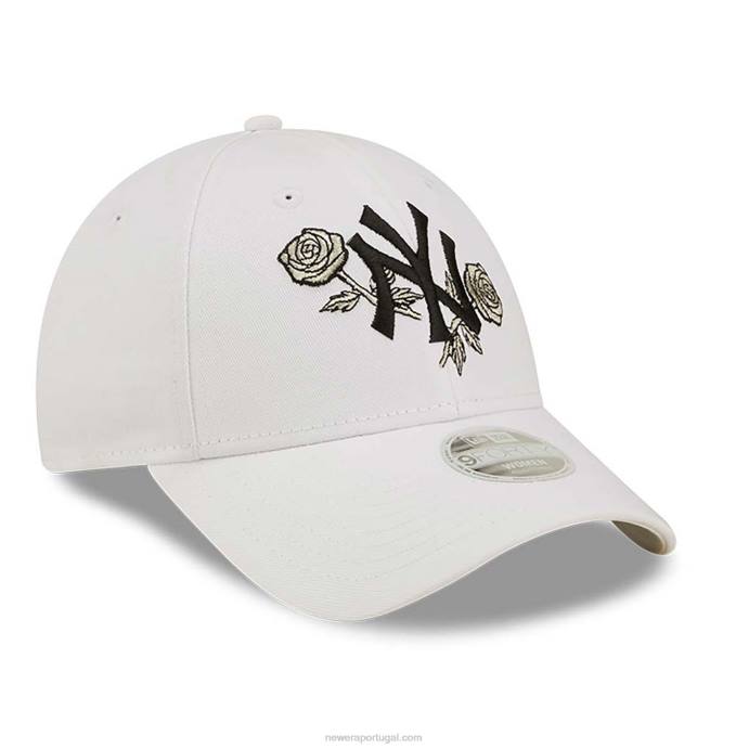 FFTN1711 New Era Boné feminino new york yankees floral metálico branco 9forty ajustável