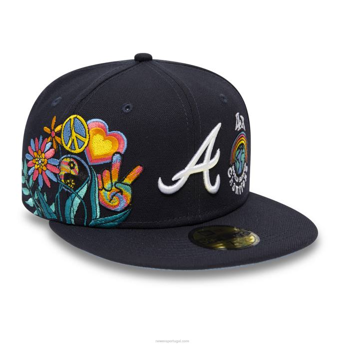 FFTN171 New Era boné justo atlanta braves marinho 59fifty groovy