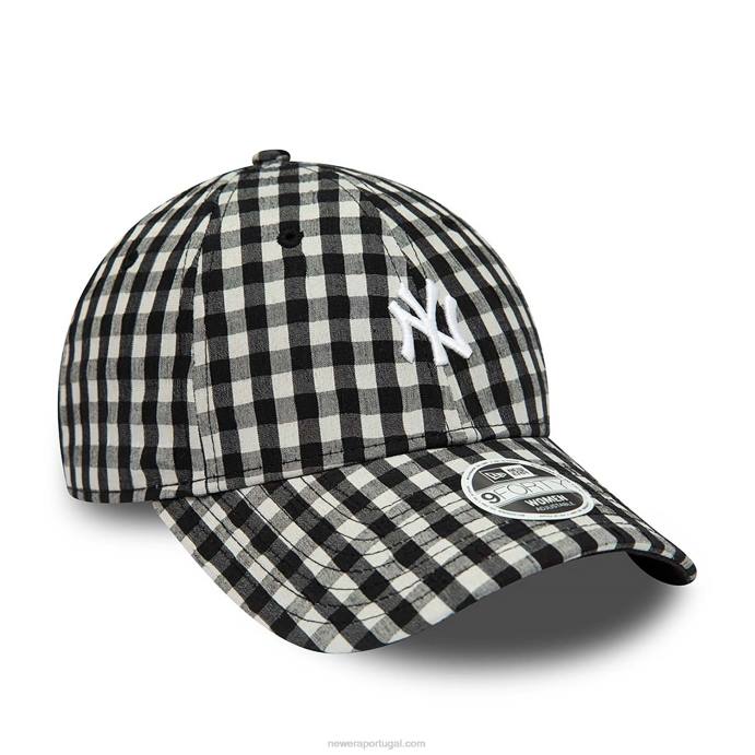 FFTN1728 New Era boné ajustável New York Yankees feminino preto 9forty