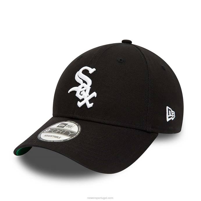 FFTN1730 New Era chicago white sox team patch lateral preto 9forty boné ajustável