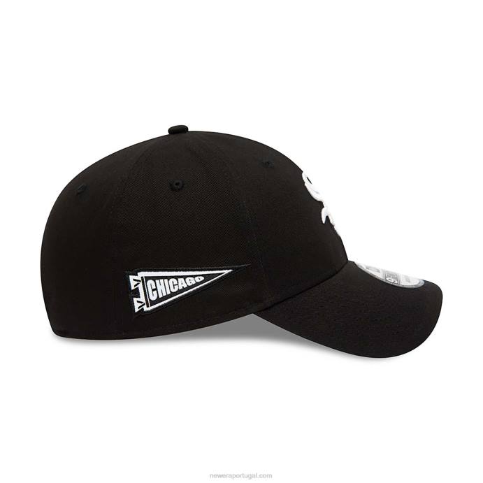 FFTN1730 New Era chicago white sox team patch lateral preto 9forty boné ajustável