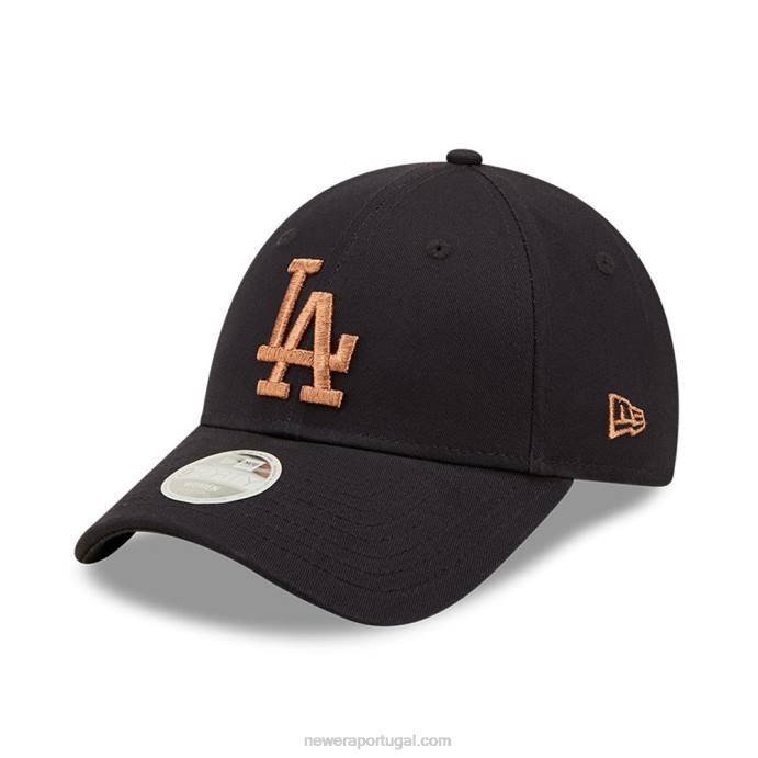 FFTN1737 New Era Boné feminino azul marinho 9forty com logo metálico la dodgers ajustável