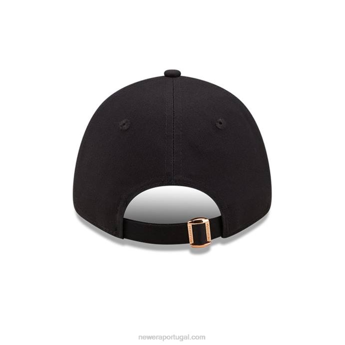FFTN1737 New Era Boné feminino azul marinho 9forty com logo metálico la dodgers ajustável