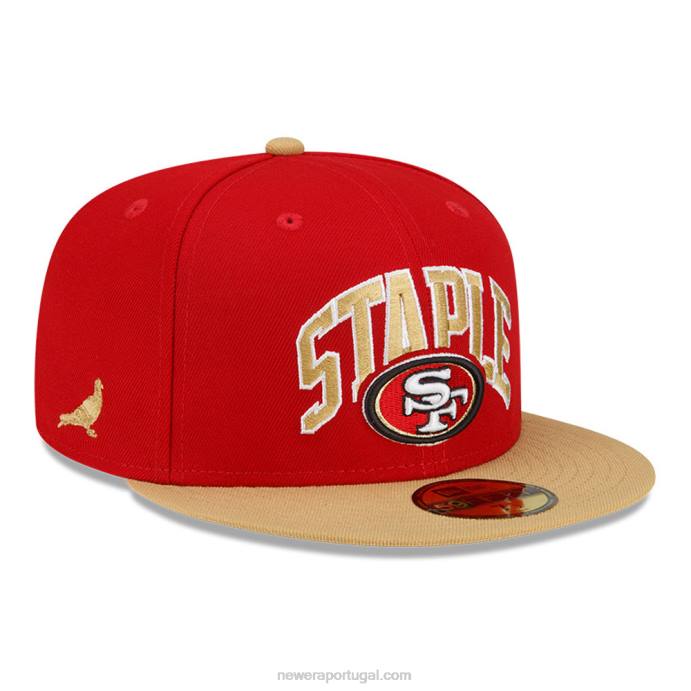 FFTN175 New Era san francisco 49ers x boné vermelho básico 59fifty