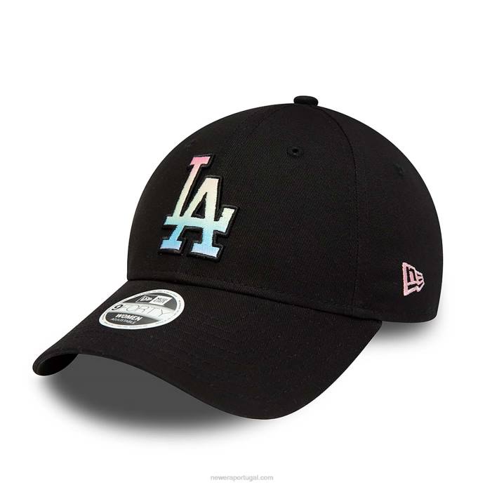 FFTN1760 New Era Boné La Dodgers Feminino Ombre Infill Preto 9Forty Ajustável