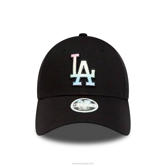 FFTN1760 New Era Boné La Dodgers Feminino Ombre Infill Preto 9Forty Ajustável