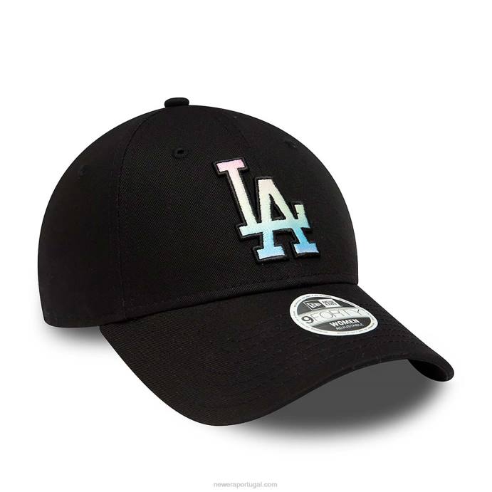 FFTN1760 New Era Boné La Dodgers Feminino Ombre Infill Preto 9Forty Ajustável
