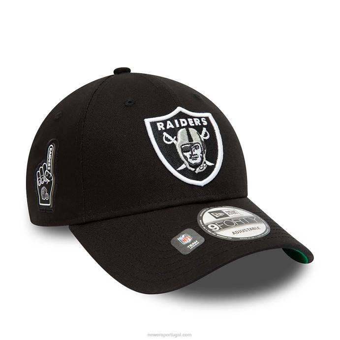 FFTN1778 New Era las vegas raiders team side patch preto 9forty boné ajustável