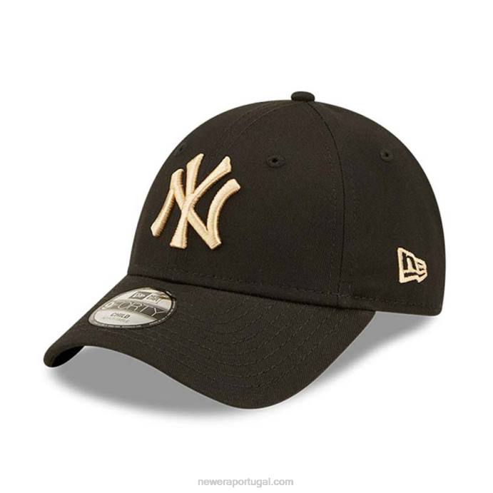 FFTN1779 New Era Boné ajustável New York Yankees Youth League Essential Black 9forty