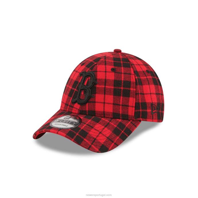 FFTN1784 New Era boton red sox xadrez vermelho 9forty boné ajustável