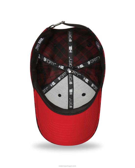 FFTN1784 New Era boton red sox xadrez vermelho 9forty boné ajustável