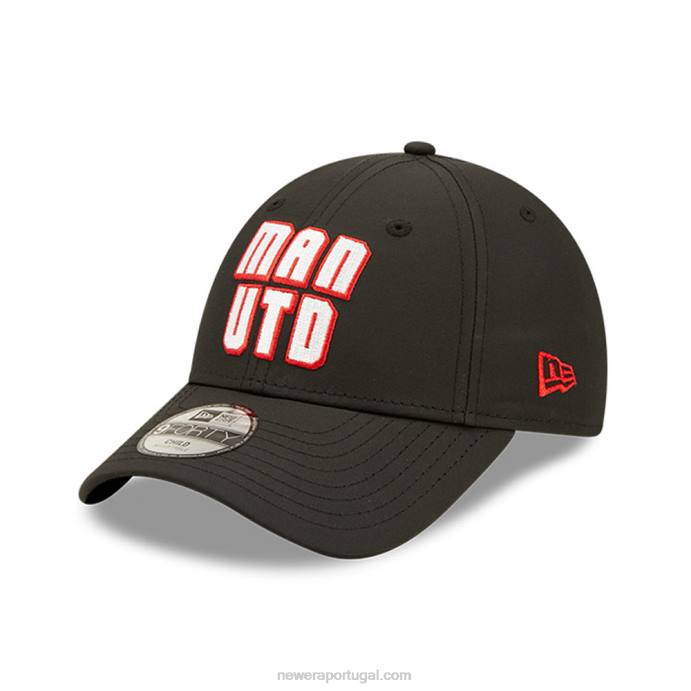 FFTN1785 New Era Manchester United Wordmark Youth Black 9forty boné ajustável