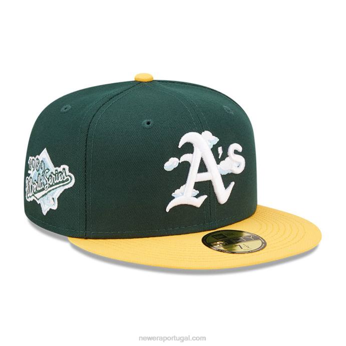 FFTN178 New Era Boné Oakland Athletics Comic Cloud Verde Escuro 59Fifty