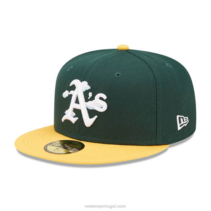 FFTN178 New Era Boné Oakland Athletics Comic Cloud Verde Escuro 59Fifty