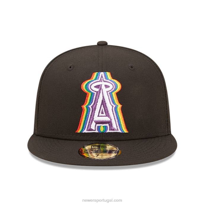 FFTN179 New Era boné ajustado 59fifty preto la angeles mlb prismatic