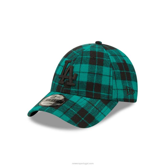 FFTN1800 New Era boné ajustável la dodgers xadrez verde escuro 9forty