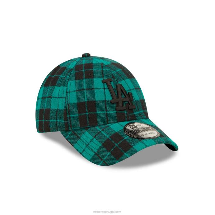 FFTN1800 New Era boné ajustável la dodgers xadrez verde escuro 9forty