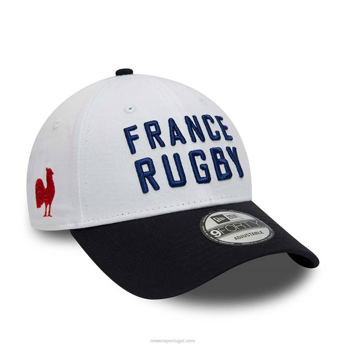 FFTN1810 New Era boné ajustável da federação francesa de rugby em dois tons branco 9forty