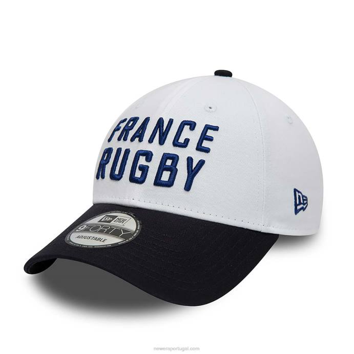 FFTN1810 New Era boné ajustável da federação francesa de rugby em dois tons branco 9forty