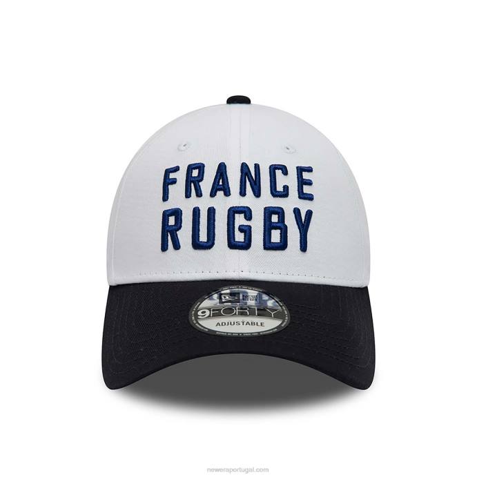 FFTN1810 New Era boné ajustável da federação francesa de rugby em dois tons branco 9forty
