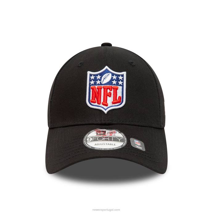 FFTN1814 New Era boné ajustável nfl logo shield preto 9forty