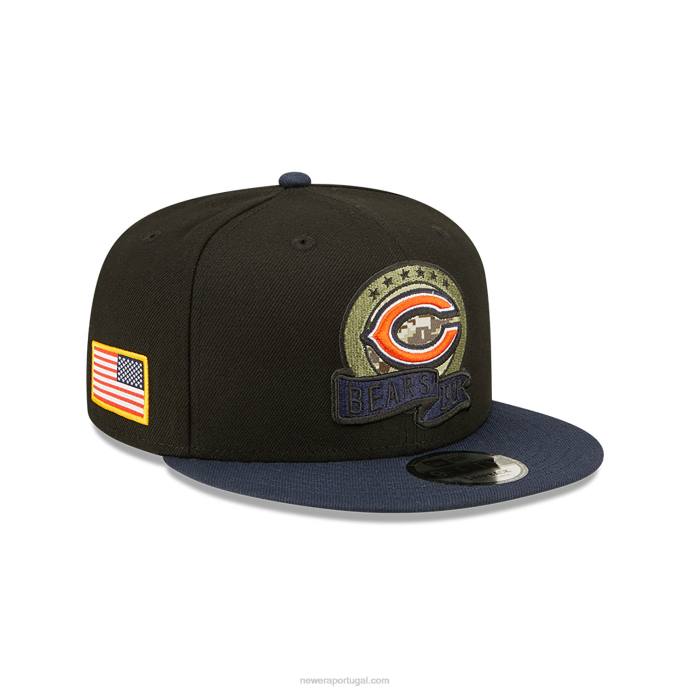 FFTN1829 New Era Chicago Bears saudação nfl para servir boné preto 9fifty snapback