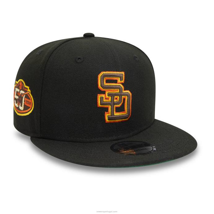 FFTN1838 New Era boné san diego padres 50 black years 9fifty snapback
