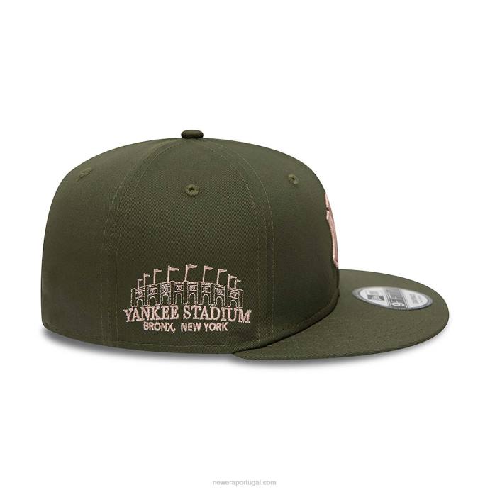 FFTN1840 New Era boné snapback 9fifty com patch lateral verde médio do new york yankees