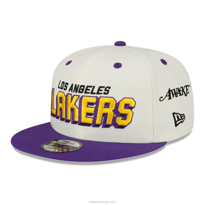 FFTN1841 New Era boné snapback branco 9fifty la lakers wake