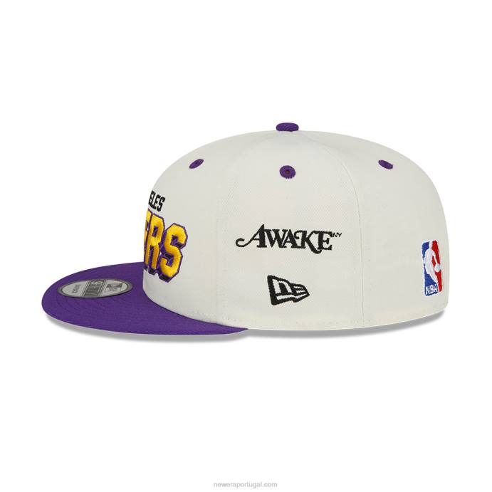 FFTN1841 New Era boné snapback branco 9fifty la lakers wake