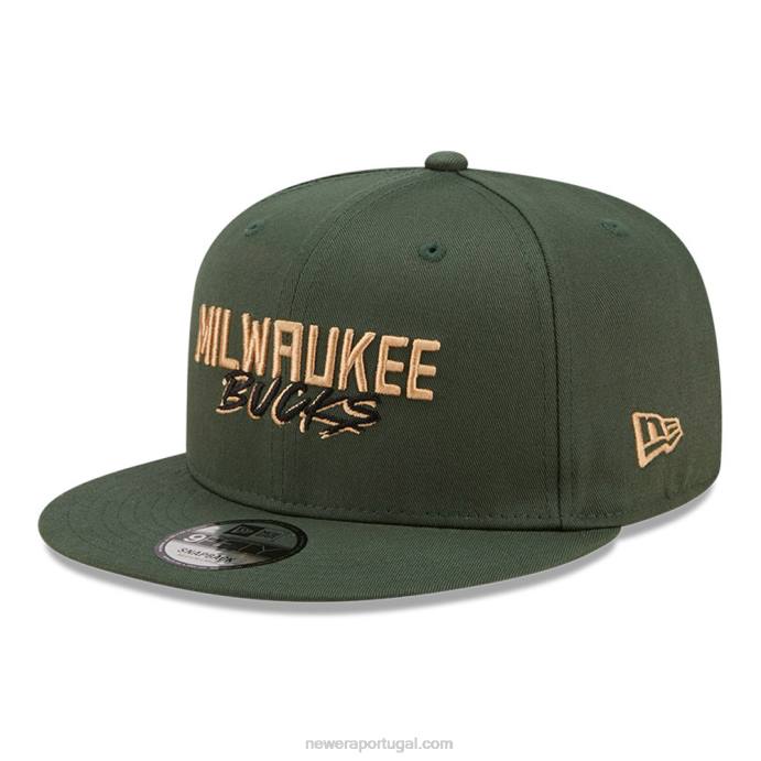 FFTN1846 New Era boné milwaukee bucks script logo cáqui 9fifty snapback