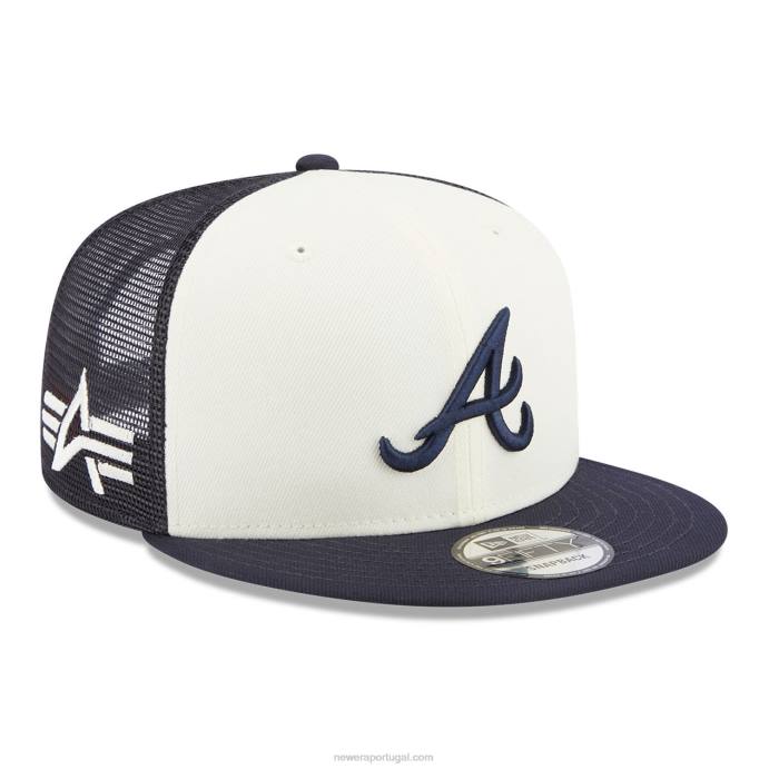 FFTN1850 New Era Boné Atlanta Braves Alpha Industries X MLB Navy 9Fifty Snapback