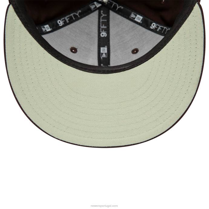 FFTN1853 New Era boné snapback 9fifty marrom escuro com patch de cogumelo la dodgers