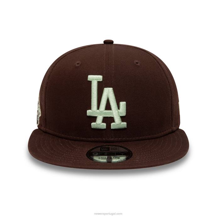 FFTN1853 New Era boné snapback 9fifty marrom escuro com patch de cogumelo la dodgers