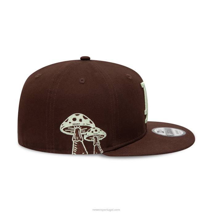 FFTN1853 New Era boné snapback 9fifty marrom escuro com patch de cogumelo la dodgers