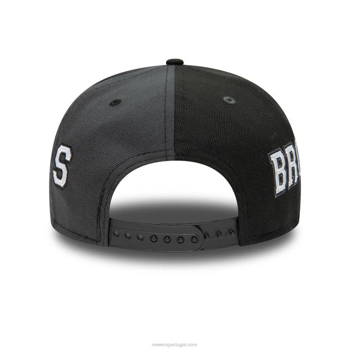FFTN1858 New Era Boné snapback preto 9fifty do Brooklyn Nets Teamsplit