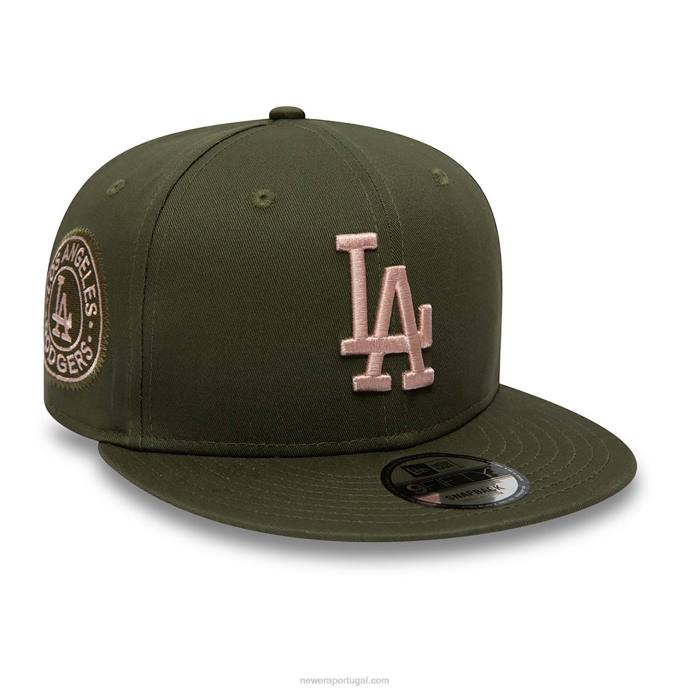 FFTN1868 New Era boné snapback 9fifty com patch lateral verde médio la dodgers