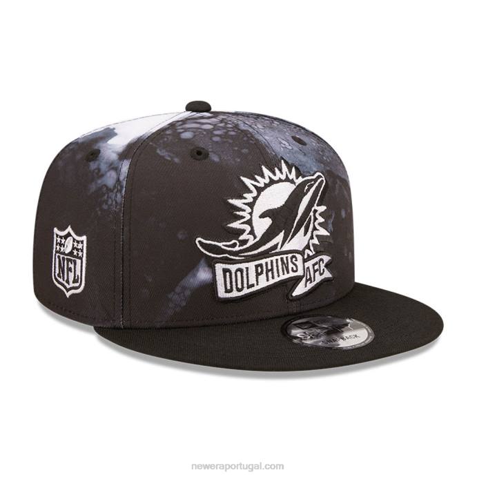 FFTN1876 New Era boné miami dolphins nfl sideline 2022 preto 9fifty snapback