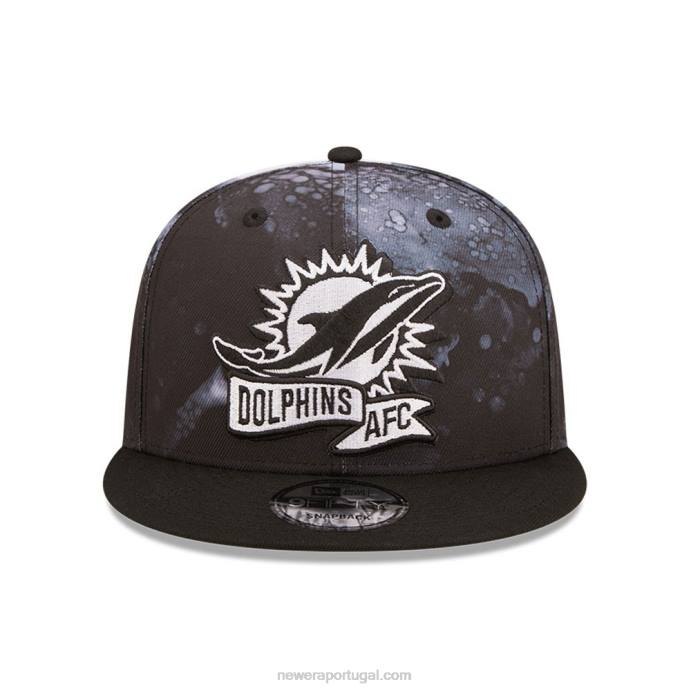 FFTN1876 New Era boné miami dolphins nfl sideline 2022 preto 9fifty snapback