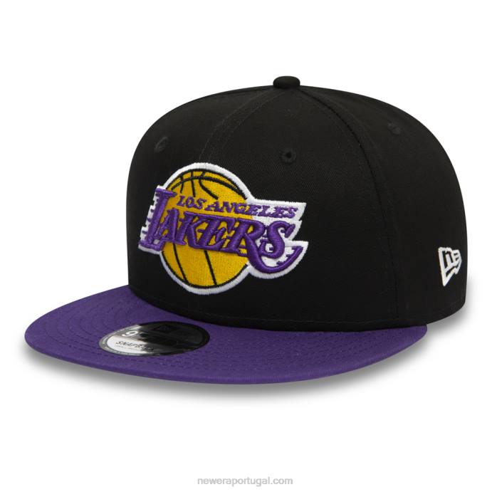 FFTN1877 New Era boné la lakers logo preto 9fifty