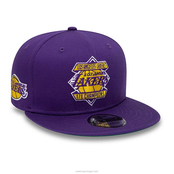 FFTN1879 New Era boné snapback 9fifty roxo com patch de diamante la lakers