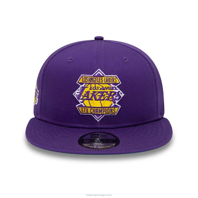 FFTN1879 New Era boné snapback 9fifty roxo com patch de diamante la lakers