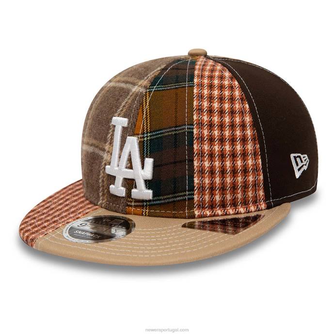 FFTN1882 New Era boné la dodgers mlb patch panel bege claro 9fifty snapback